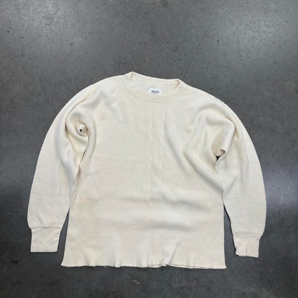 Vintage 90's J.E Morgan Cream long sleeve thermal shirt Size Med
